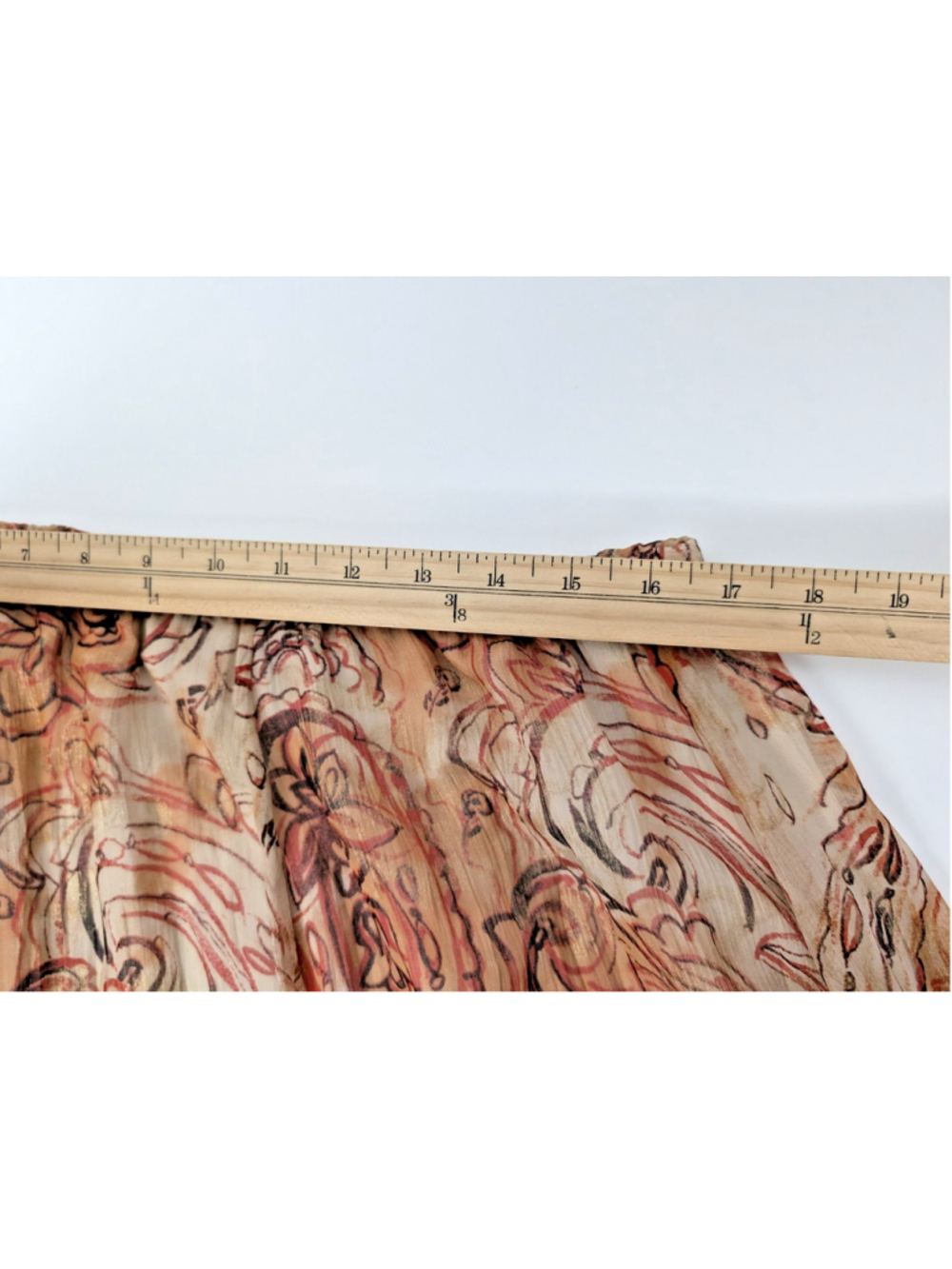 Chicos Silk Maxi Skirt Paisley Sz L Pleated Crinkle Cottage Boho Art to Wear - Picture 7 of 8
